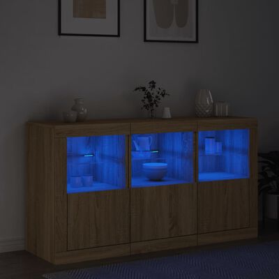 vidaXL Senkki LED-valoilla Sonoma-tammi 123x37x67 cm