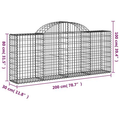 vidaXL Kaarevat kivikorit 10 kpl 200x30x80/100 cm galvanoitu rauta