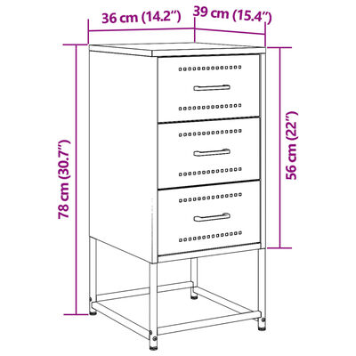 vidaXL Yöpöydät 2 kpl musta 36x39x78 cm teräs