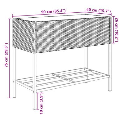 vidaXL Ulkokukkalaatikot hyllyllä 2 kpl musta 90x40x75 cm polyrottinki