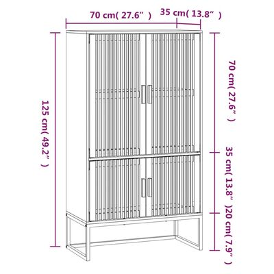 vidaXL Kaappi musta 70x35x125 cm tekninen puu