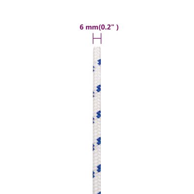 vidaXL Veneköysi valkoinen 6 mm 50 m polypropeeni