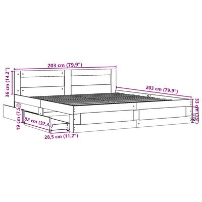 vidaXL Sängynrunko päädyllä Sonoma-tammi 200x200 cm tekninen puu