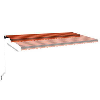 vidaXL Sisäänkelattava markiisi LED-valo 600x350 cm orans./rusk.