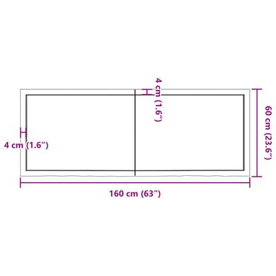 vidaXL Seinähylly vaaleanruskea 160x60x(2-4) cm käsitelty täystammi