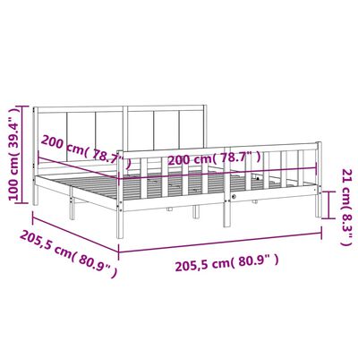 vidaXL Sängynrunko päädyllä hunajanruskea 200x200 cm täysi puu