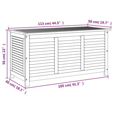 vidaXL Ulkosäilytyslaatikko säleiköllä 113x50x56 cm täysi akasiapuu