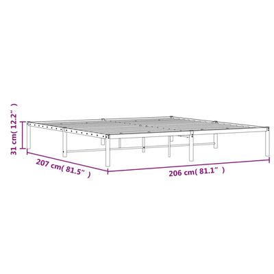 vidaXL Metallinen sängynrunko valkoinen 200x200 cm