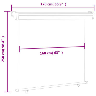 vidaXL Parvekkeen sivumarkiisi 175x250 cm kerma