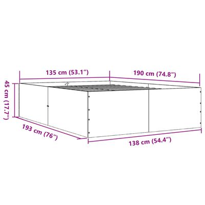 vidaXL Sängynrunko musta 135x190 cm tekninen puu