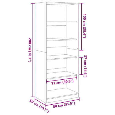 vidaXL Vaatekaappi betoninharmaa 80x50x200 cm lastulevy