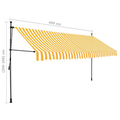 vidaXL Sisäänkelattava markiisi LED-valoilla 400 cm valkoinen/oranssi