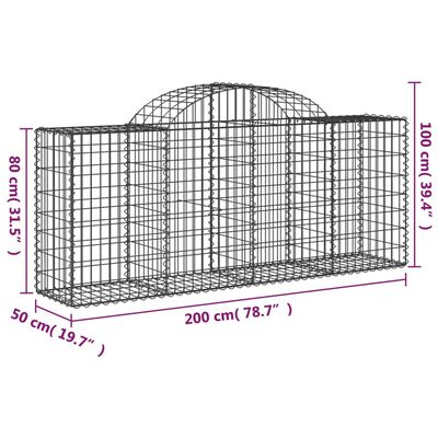 vidaXL Kaarevat kivikorit 10 kpl 200x50x80/100 cm galvanoitu rauta