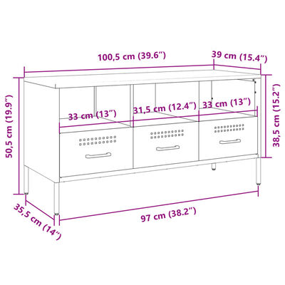 vidaXL TV-taso pinkki 100,5x39x50,5 cm teräs