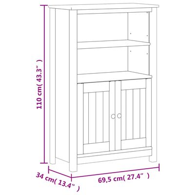 vidaXL Kylpyhuonekaappi BERG valkoinen 69,5x34x110 cm täysi mänty