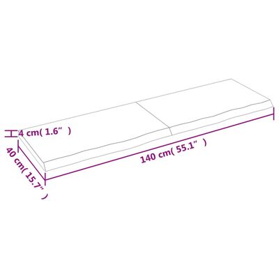 vidaXL Pöytälevy 140x40x(2-4) cm käsittelemätön täystammi