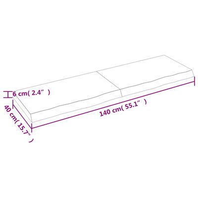 vidaXL Kylpyhuoneen työtaso t.ruskea 140x40x(2-6)cm käsitelty täyspuu