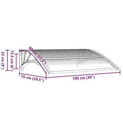 vidaXL Ovikatos musta 100x80 cm polykarbonaatti