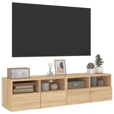 vidaXL TV-seinäkaapit 2 kpl Sonoma-tammi 60x30x30 cm tekninen puu