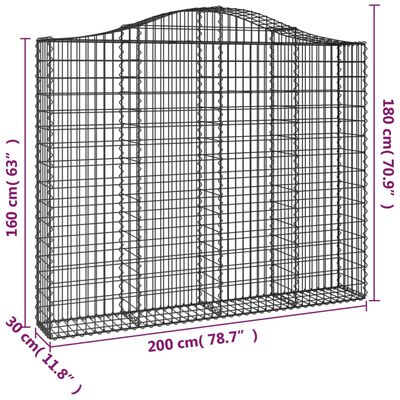 vidaXL Kaarevat kivikorit 6 kpl 200x30x160/180 cm galvanoitu rauta