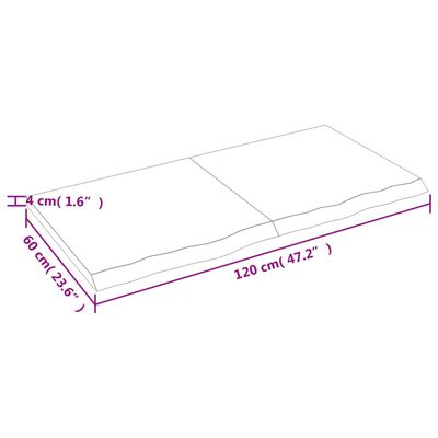 vidaXL Kylpyhuoneen työtaso v.ruskea 120x60x(2-4)cm käsitelty täyspuu