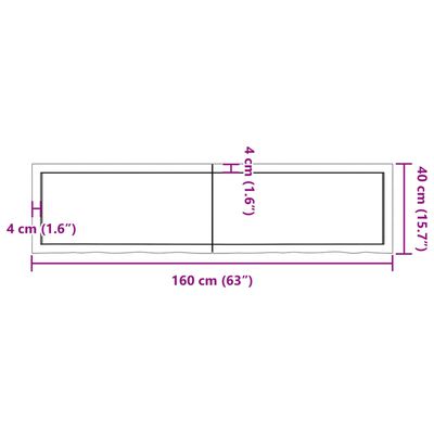 vidaXL Seinähylly tummanruskea 160x40x(2-4) cm käsitelty täystammi