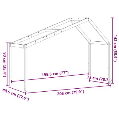 vidaXL Lastensängyn katos 203x80,5x142 cm täysi mänty