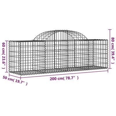 vidaXL Kaarevat kivikorit 5 kpl 200x50x60/80 cm galvanoitu rauta