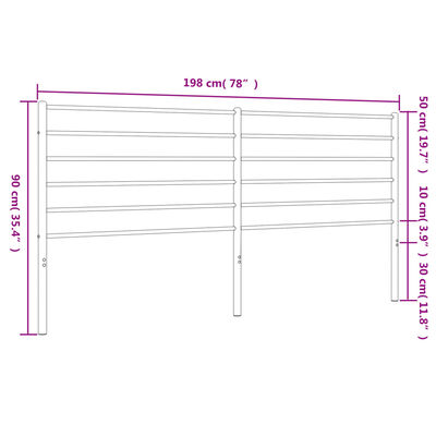 vidaXL Metallinen sängynpääty valkoinen 193 cm