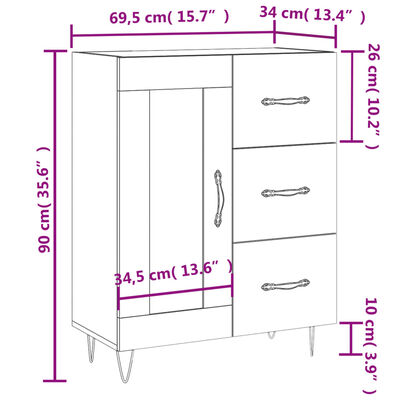 vidaXL Senkki ruskea tammi 69,5x34x90 cm tekninen puu