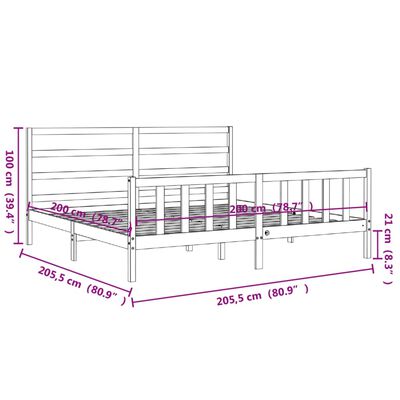 vidaXL Sängynrunko päädyllä hunajanruskea 200x200 cm täysi puu