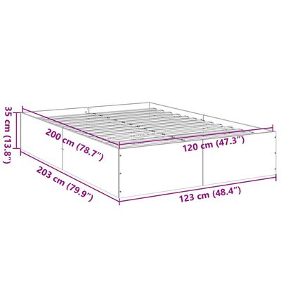 vidaXL Sängynrunko ruskea tammi 120x200 cm tekninen puu