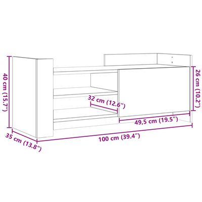 vidaXL TV-taso ruskea tammi 100x35x40 cm tekninen puu