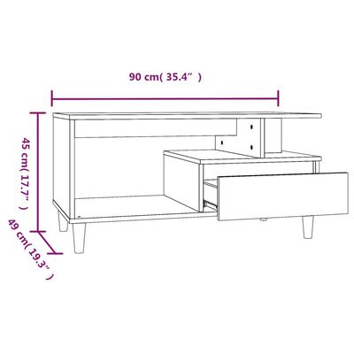 vidaXL Sohvapöytä ruskea tammi 90x49x45 cm tekninen puu