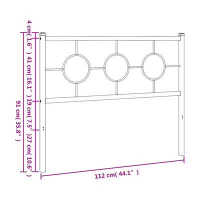 vidaXL Metallinen sängynpääty musta 107 cm