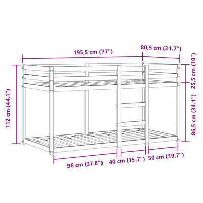 vidaXL Parvisänky verhoilla sininen 75x190 cm täysi mänty