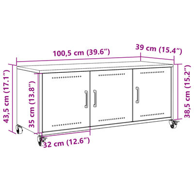 vidaXL TV-taso oliivinvihreä 100,5x39x43,5 cm teräs