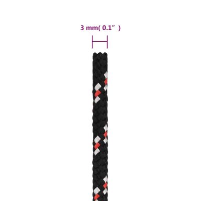 vidaXL Veneköysi musta 3 mm 50 m polypropeeni