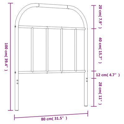 vidaXL Metallinen sängynpääty musta 75 cm