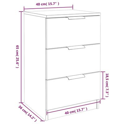 vidaXL Yöpöydät 2 kpl musta 40x36x65 cm