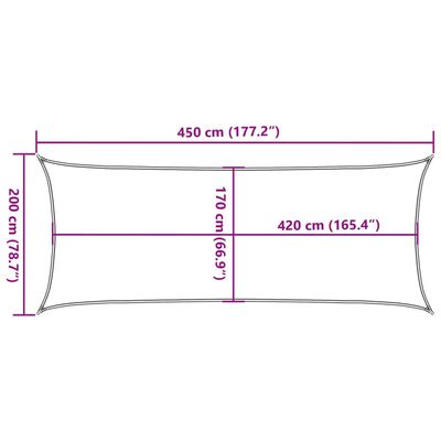 vidaXL Aurinkopurje hiekka 4,5x2 m 100% Oxford polyesteri