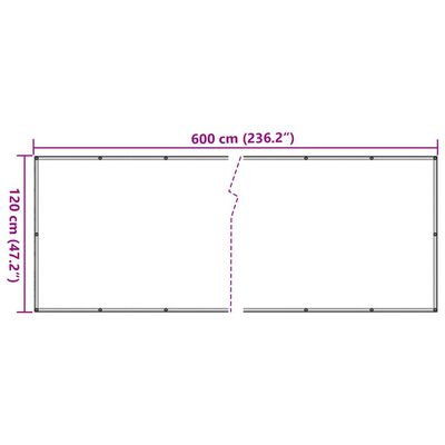 vidaXL Parvekkeen yksityisyyssuoja antrasiitti 600x120 cm PVC