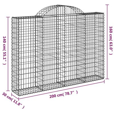 vidaXL Kaarevat kivikorit 15 kpl 200x30x140/160 cm galvanoitu rauta