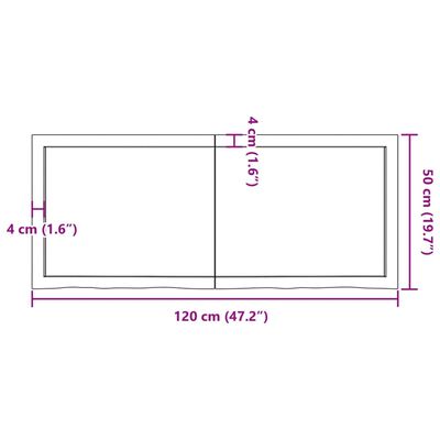 vidaXL Seinähylly tummanruskea 120x50x(2-6) cm käsitelty täystammi