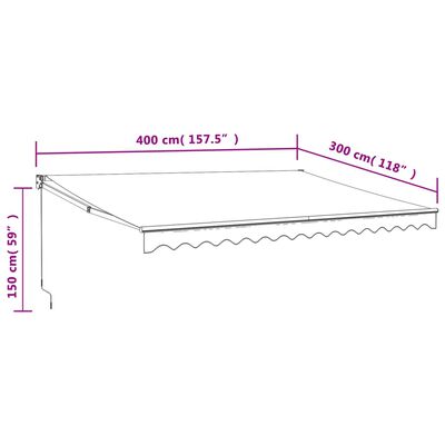 vidaXL Sisäänkelattava markiisi kerma 4x3 m kangas/alumiini