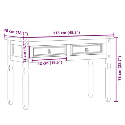 vidaXL Konsolipöytä Corona 115x46x73 cm täysi mänty