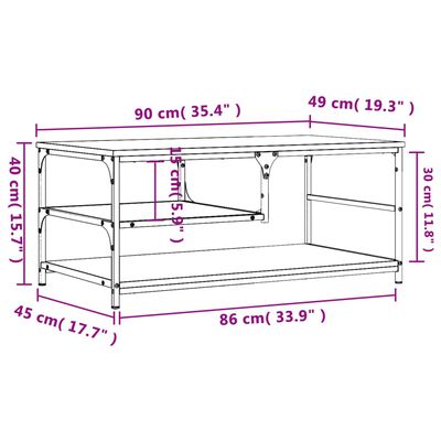 vidaXL Sohvapöytä musta 90x49x40 cm tekninen puu