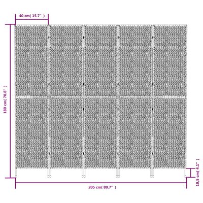 vidaXL Tilanjakaja 5-paneelinen 205x180 cm vesihyasintti ruskea