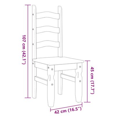 vidaXL Ruokatuolit 2 kpl Corona valkoinen 42x47x107 cm täysi mänty