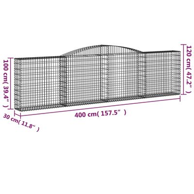 vidaXL Kaarevat kivikorit 2 kpl 400x30x100/120 cm galvanoitu rauta